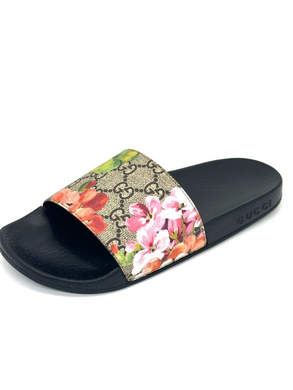 Gucci Pursuit Floral Bloom GG Logo Supreme Rubber Pool Slides Mules Sandals